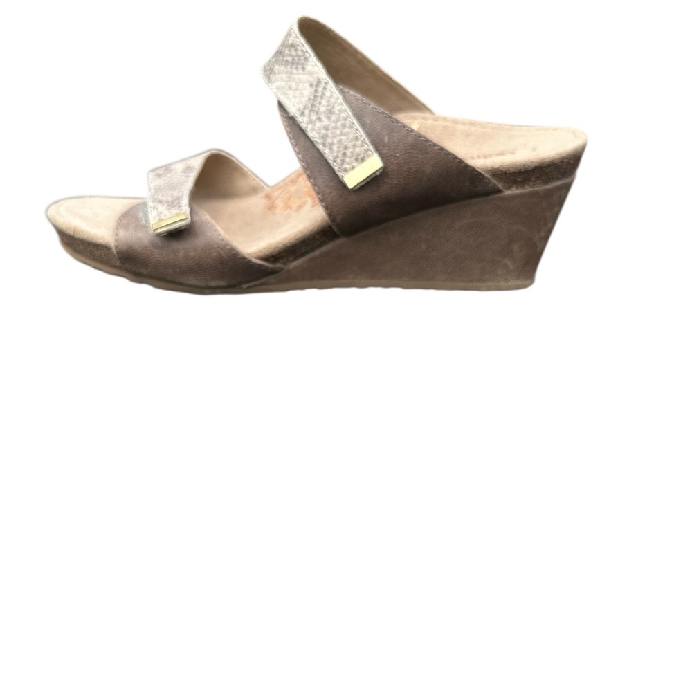 AETREX Chantel Wedge Sandal Double Strap Snake Leather Orthotic Comfort Size 8.5 - Picture 5 of 9